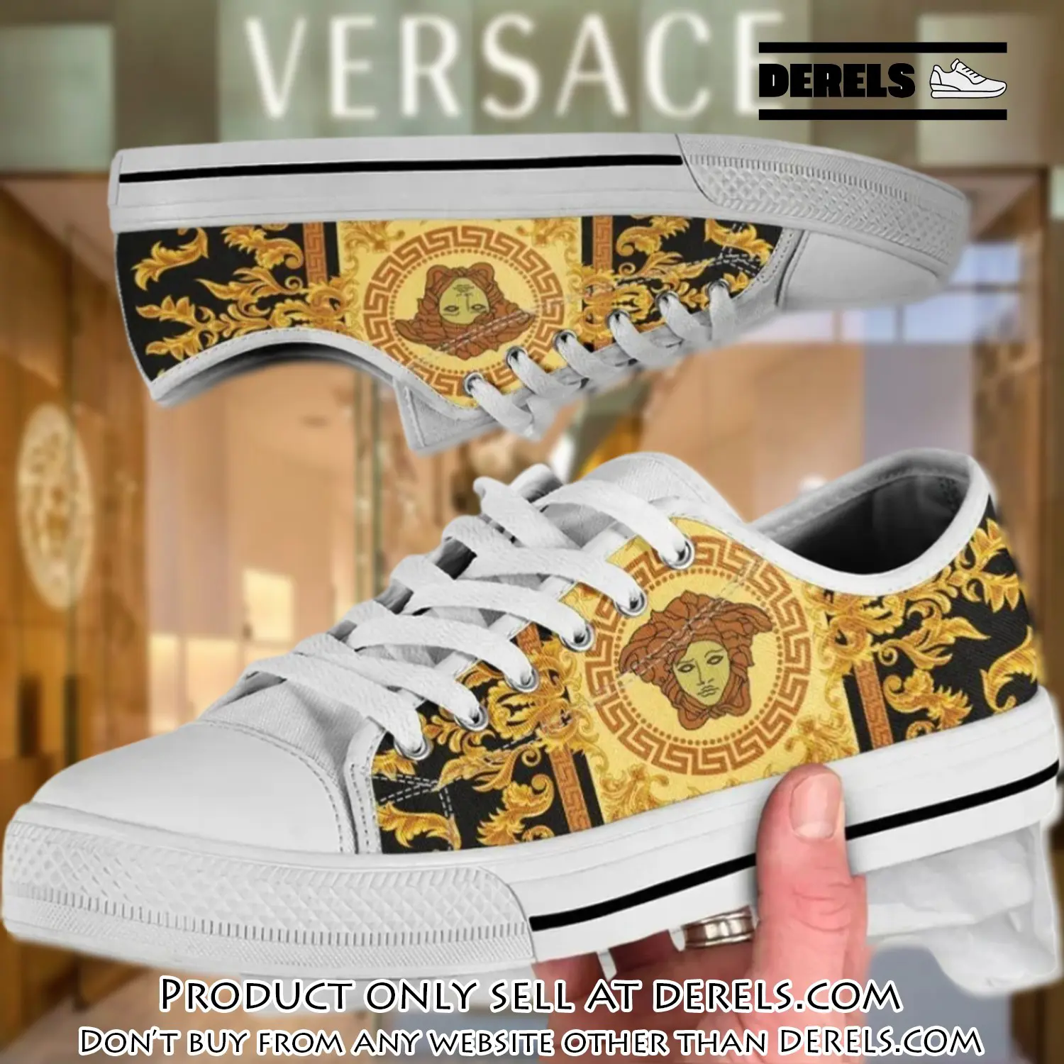 Versace golden medusa white low top canvas shoes luxury brand gifts for men women dr2033482